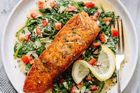 DASH-Friendly Pan-Seared Salmon with Garlic Spinach